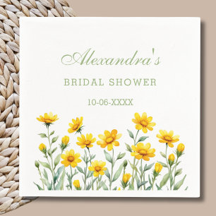 Serviette En Papier Fête des mariées de Fleur sauvage chic Boho jaune