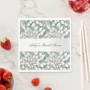 Serviette En Papier Fête des mariées de fleurs de lotus bleu blanc