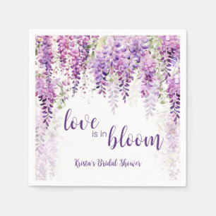 Serviette En Papier Fête des mariées de glycine à l'aquarelle violet