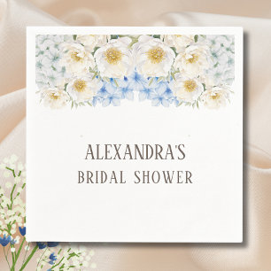 Serviette En Papier Fête des mariées de jardin Floral Blanc Bleu Hydra