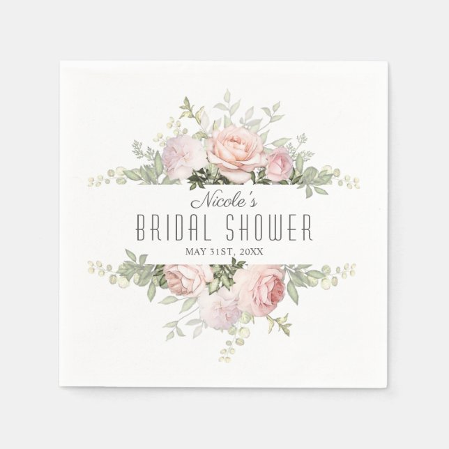 Serviette En Papier Fête des mariées de jardin Rose été (Devant)