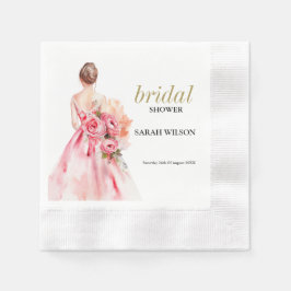 Serviette En Papier Fête des mariées de Mariage d'aquarelle minimale