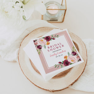Serviette En Papier Fête des mariées de Mariage rose-bordeaux