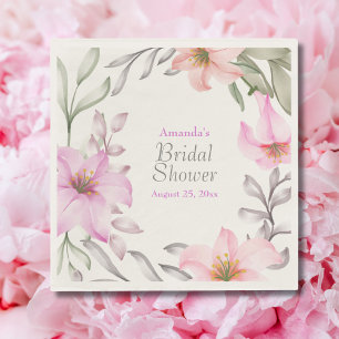 Serviette En Papier Fête des mariées de monogramme floral aquarelle