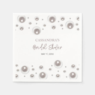 Serviette En Papier Fête des mariées de perle blanche minimale