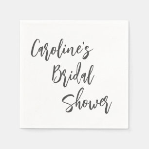 Serviette En Papier Fête des mariées de script moderne blanc personnal