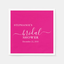 Serviette En Papier Fête des mariées de script simple rose