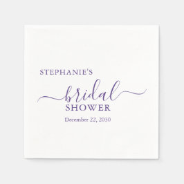 Serviette En Papier Fête des mariées de script simple violet