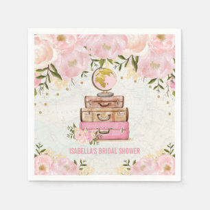 Serviette En Papier Fête des mariées de voyage vintage rose pâle rose