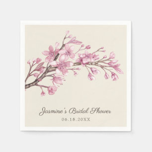 Serviette En Papier Fête des mariées Élégante Fleurs de cerises roses