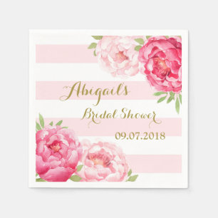 Serviette En Papier Fête des mariées en roses à rayures