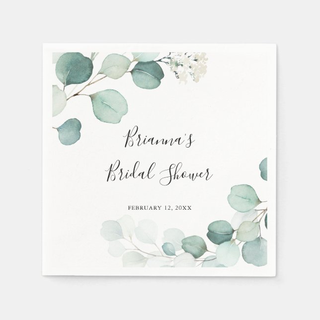 Serviette En Papier Fête des mariées Été Vert Eucalyptus Foliage (Devant)