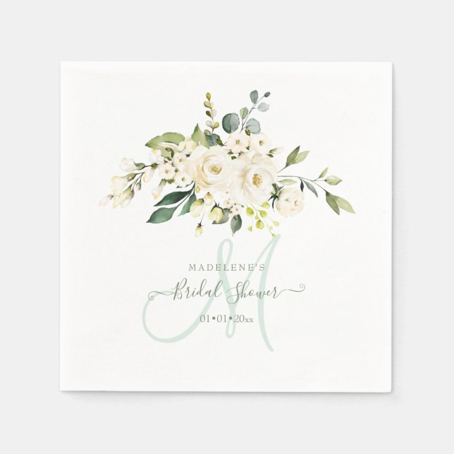 Serviette En Papier Fête des mariées Eucalyptus Rose d'albâtre aquarel (Devant)