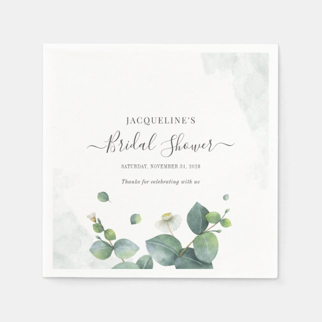 Serviette En Papier Fête des mariées Eucalyptus Une végétation succule (Devant)