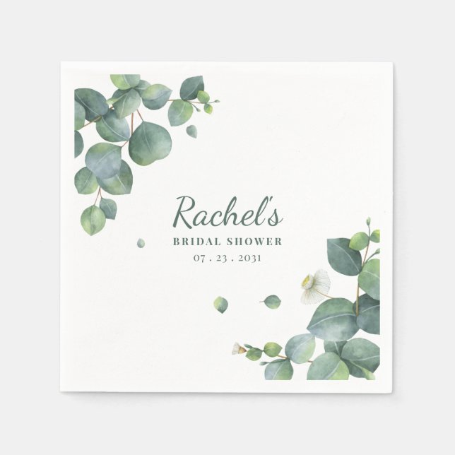 Serviette En Papier Fête des mariées Eucalyptus Vert papier personnali (Devant)