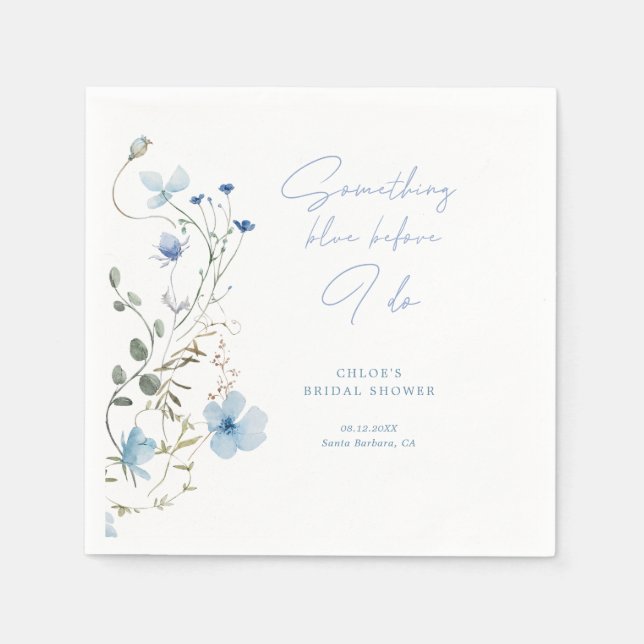 Serviette En Papier Fête des mariées Fleur sauvage bleu (Devant)