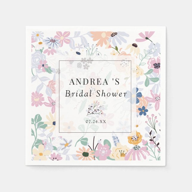 Serviette En Papier Fête des mariées Fleur sauvage Boho (Devant)