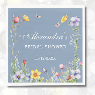 Serviette En Papier Fête des mariées Fleur sauvage d'été Dusty Blue Bo