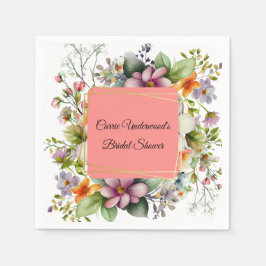 Serviette En Papier Fête des mariées Fleur sauvage élégante