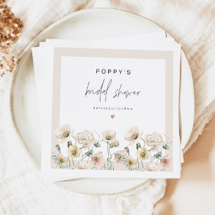Serviette En Papier FÊTE DES MARIÉES Fleur sauvage POPPY Rustic Pastel