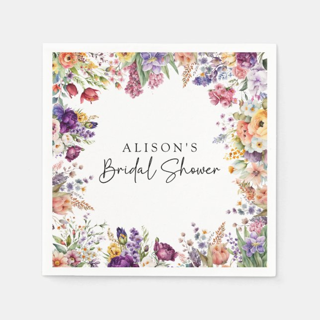 Serviette En Papier Fête des mariées Fleurs du jardin de printemps (Devant)