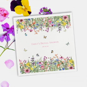 Serviette En Papier Fête des mariées Fleurs sauvages et papillons d'ét