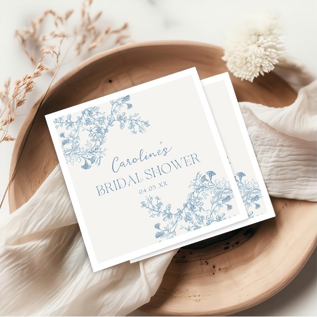 Serviette En Papier Fête des mariées Floral bleu (Créateur téléchargé)