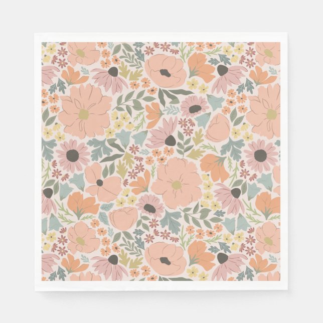 Serviette En Papier Fête des mariées florale (Devant)