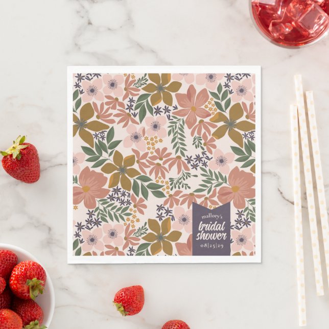 Serviette En Papier Fête des mariées Florale agricole personnalisée (En situation)