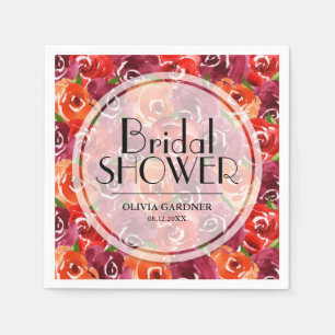 Serviette En Papier Fête des mariées florale aquarelle