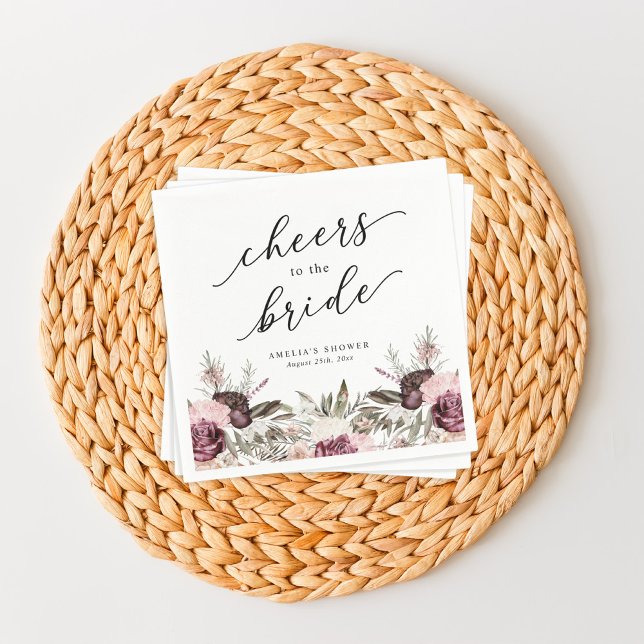 Serviette En Papier Fête des mariées florale Boho de Bourgogne (Créateur téléchargé)