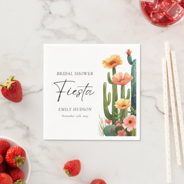Serviette En Papier Fête des mariées florale Cactus Fiesta (En situation)