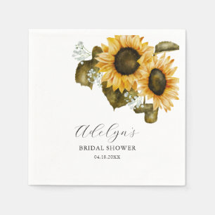 Serviette En Papier Fête des mariées florale de tournesol