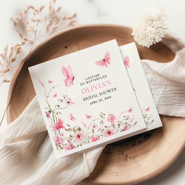 Serviette En Papier Fête des mariées florale des papillons (Créateur téléchargé)