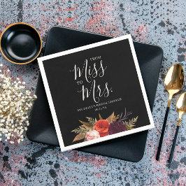 Serviette En Papier Fête des mariées florale du Boho noir