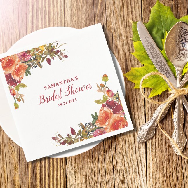 Serviette En Papier Fête des mariées florale en terre cuite (Créateur téléchargé)