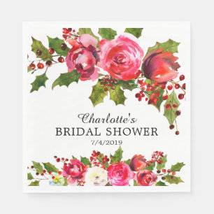 Serviette En Papier Fête des mariées florale Holly