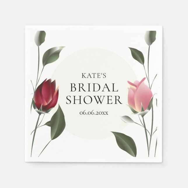 Serviette En Papier Fête des mariées florale Rose moderne (Devant)