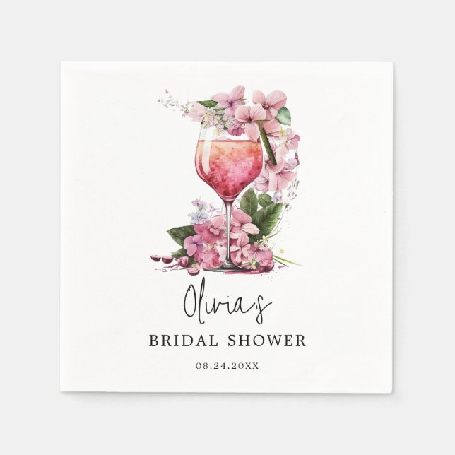 Serviette En Papier Fête des mariées florale rose pâle (Devant)