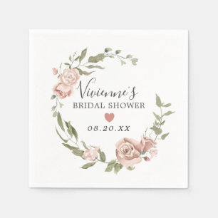 Serviette En Papier Fête des mariées florale rose poussiéreuse