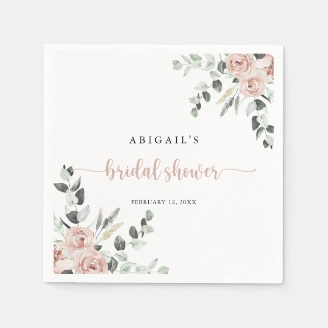 Serviette En Papier Fête des mariées florale rose rose foncé classique (Devant)