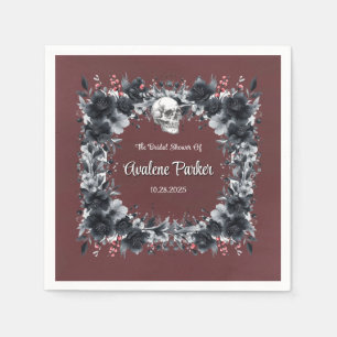 Serviette En Papier Fête des mariées florale rouge gothique noire