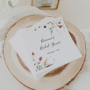 Serviette En Papier Fête des mariées florale sauvage colorée classique
