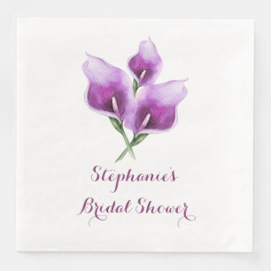 Serviette En Papier Fête des mariées florale violette Calla Lily