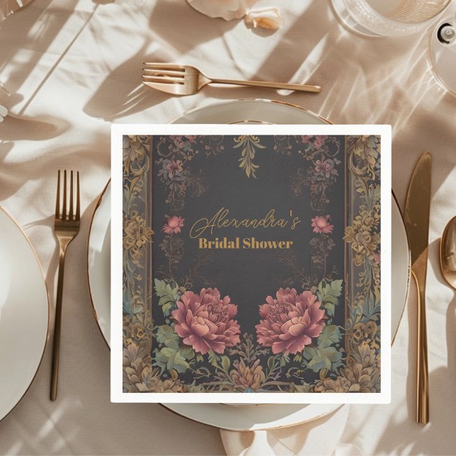 Serviette En Papier Fête des mariées gothique victorienne florale (Créateur téléchargé)