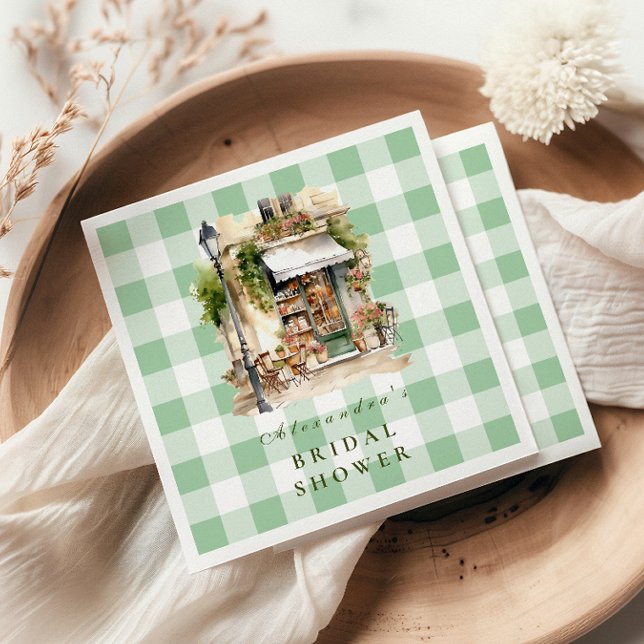 Serviette En Papier Fête des mariées Green French Cafe (Créateur téléchargé)