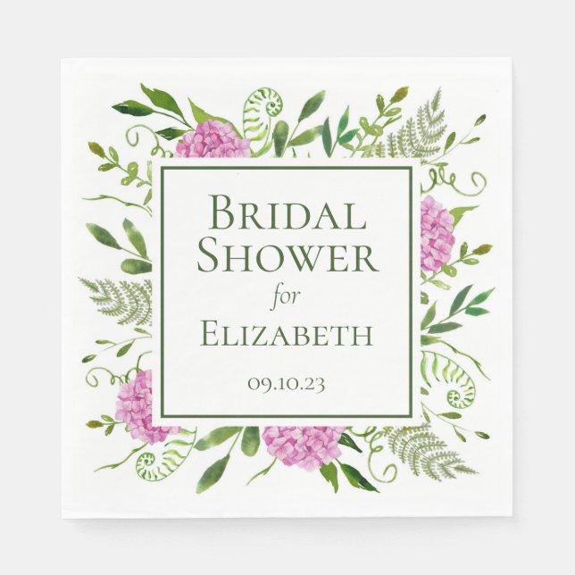 Serviette En Papier Fête des mariées Hydrangeas rose (Devant)