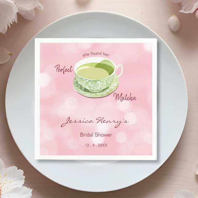 Serviette En Papier Fête des mariées japonaise de Matcha rose (Créateur téléchargé)