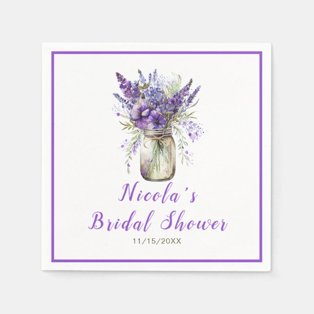Serviette En Papier Fête des mariées Lavender Mason Jar (Devant)