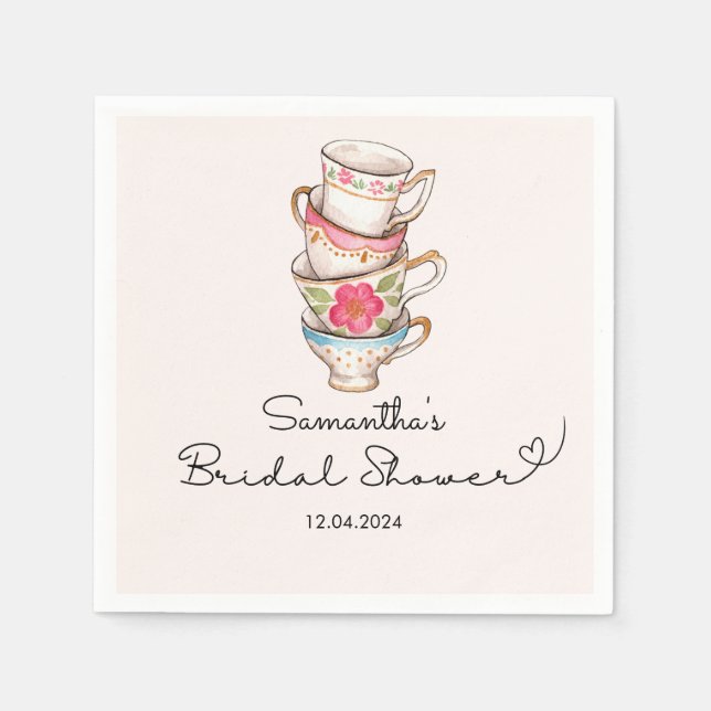 Serviette En Papier Fête des mariées moderne Blush Tea Party (Devant)
